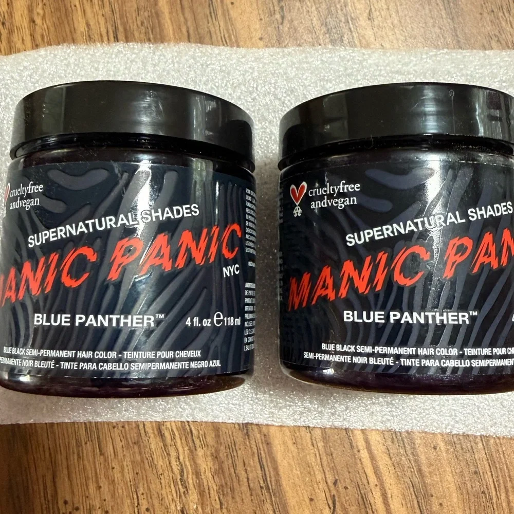 2x Manic Panic Vegan Semi Permanent Hair Dye Color Blue Panther Blue Black